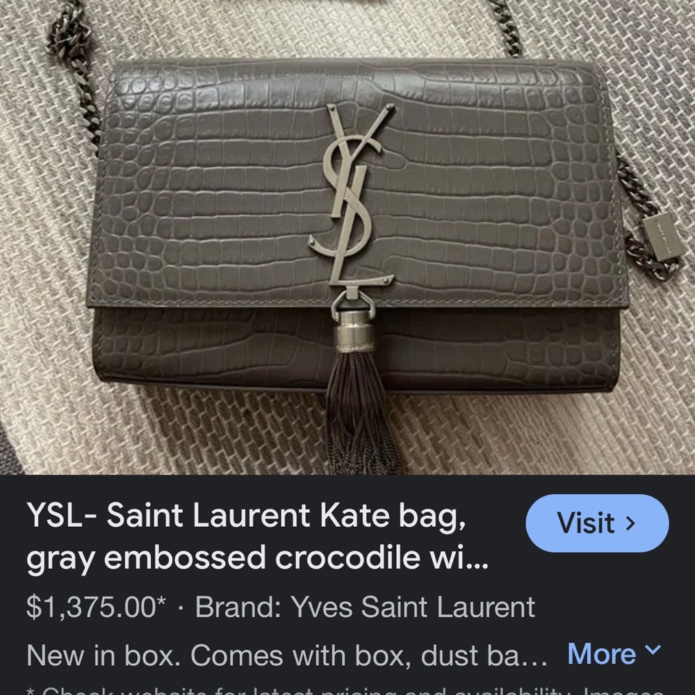 Yves Saint Laurent Crocodile Embossed Clutch in Gray
